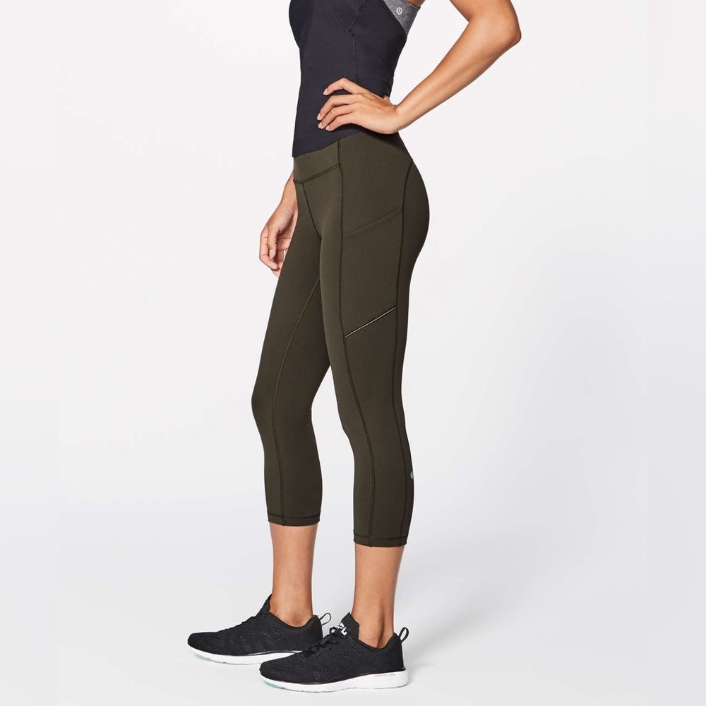 Lululemon Speed Up Crop (21") In Dark Olive - Size 4